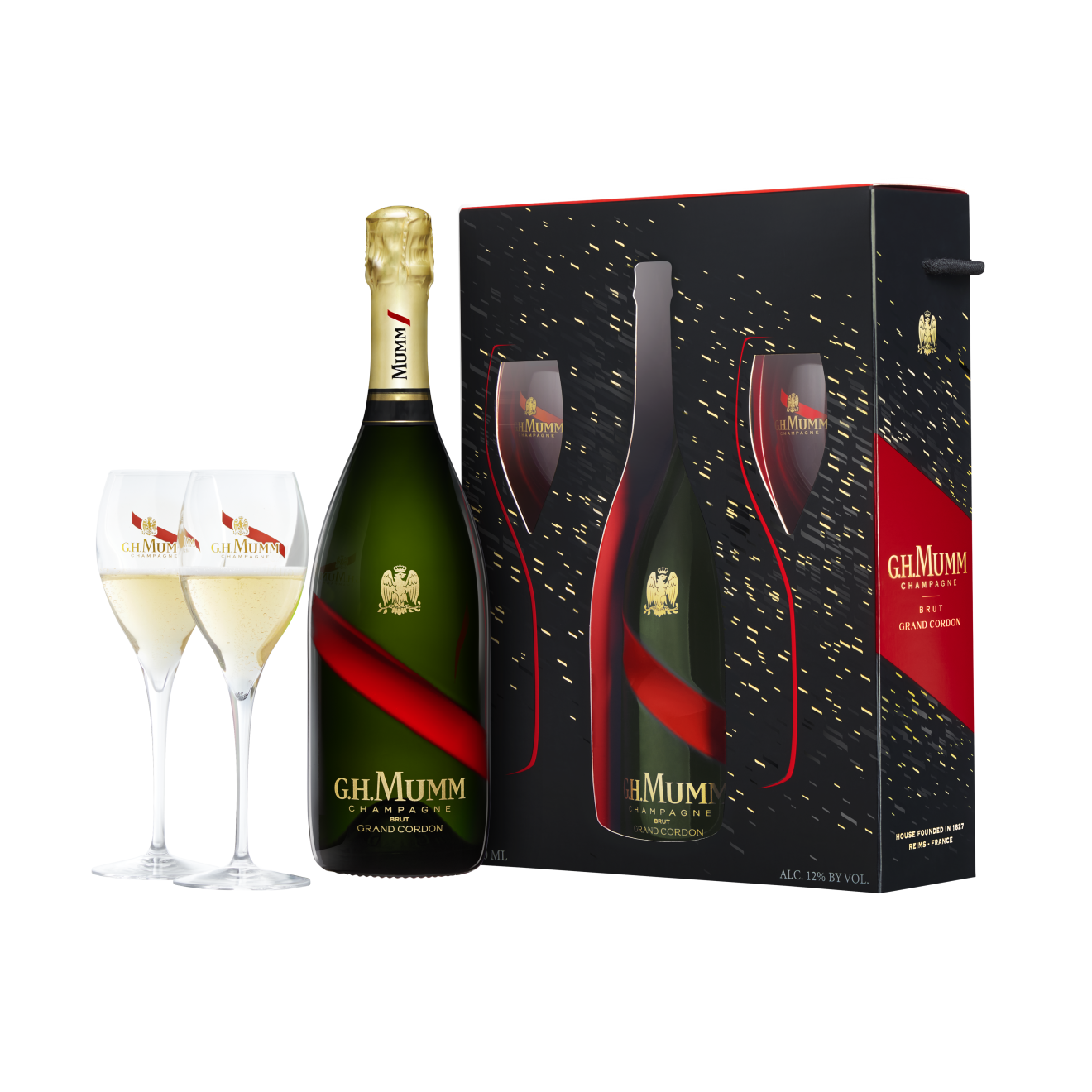 G.H. Mumm Grand Cordon + 2 flutes giftset