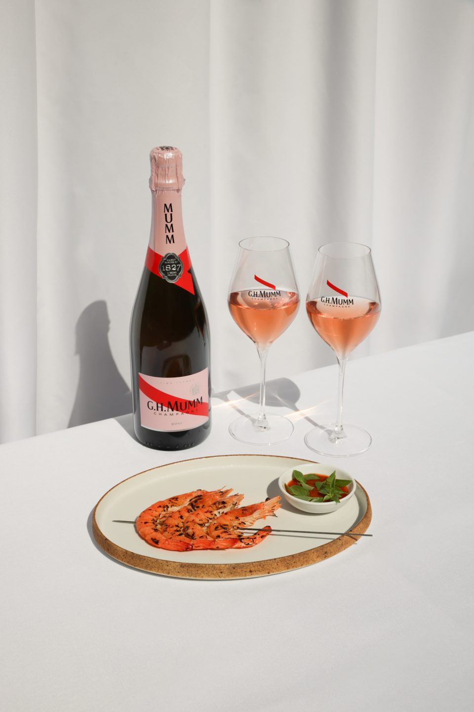 Shrimp skewers, chakalaka sauc