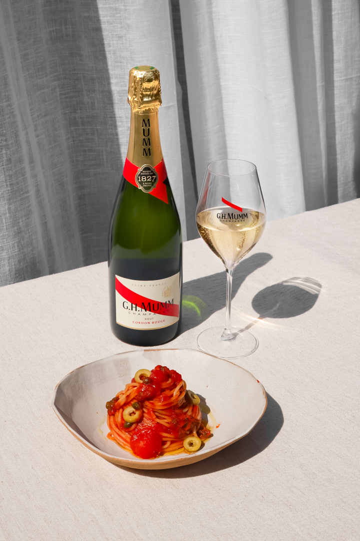 Linguine alla puttanesca - Mumm Cordon ouge champ