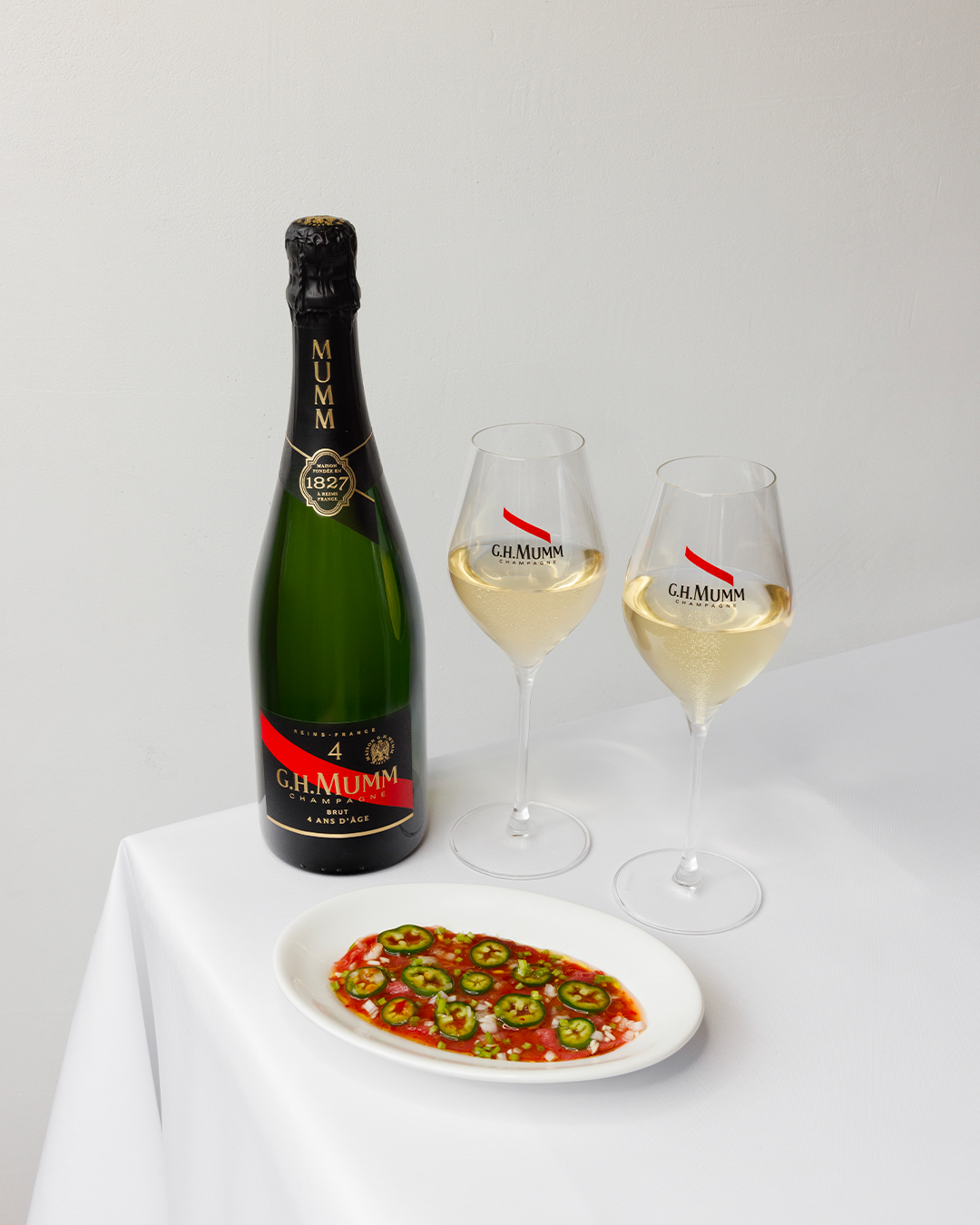 Carpaccio de bœuf à la vietnamienne accord Mumm 4 champagne
