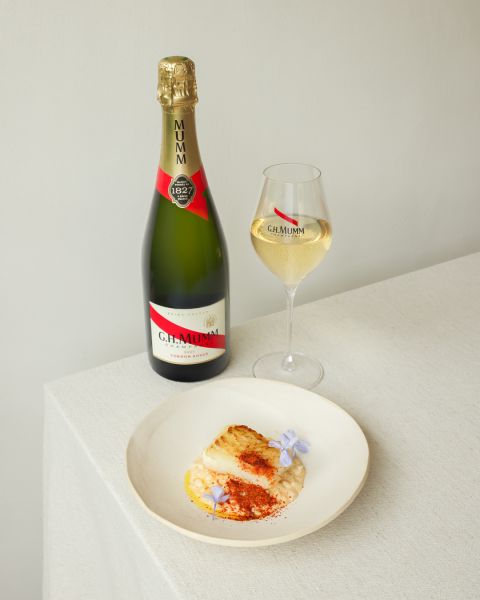 Roasted cod, salted milk rice with butternut & bacon crumble