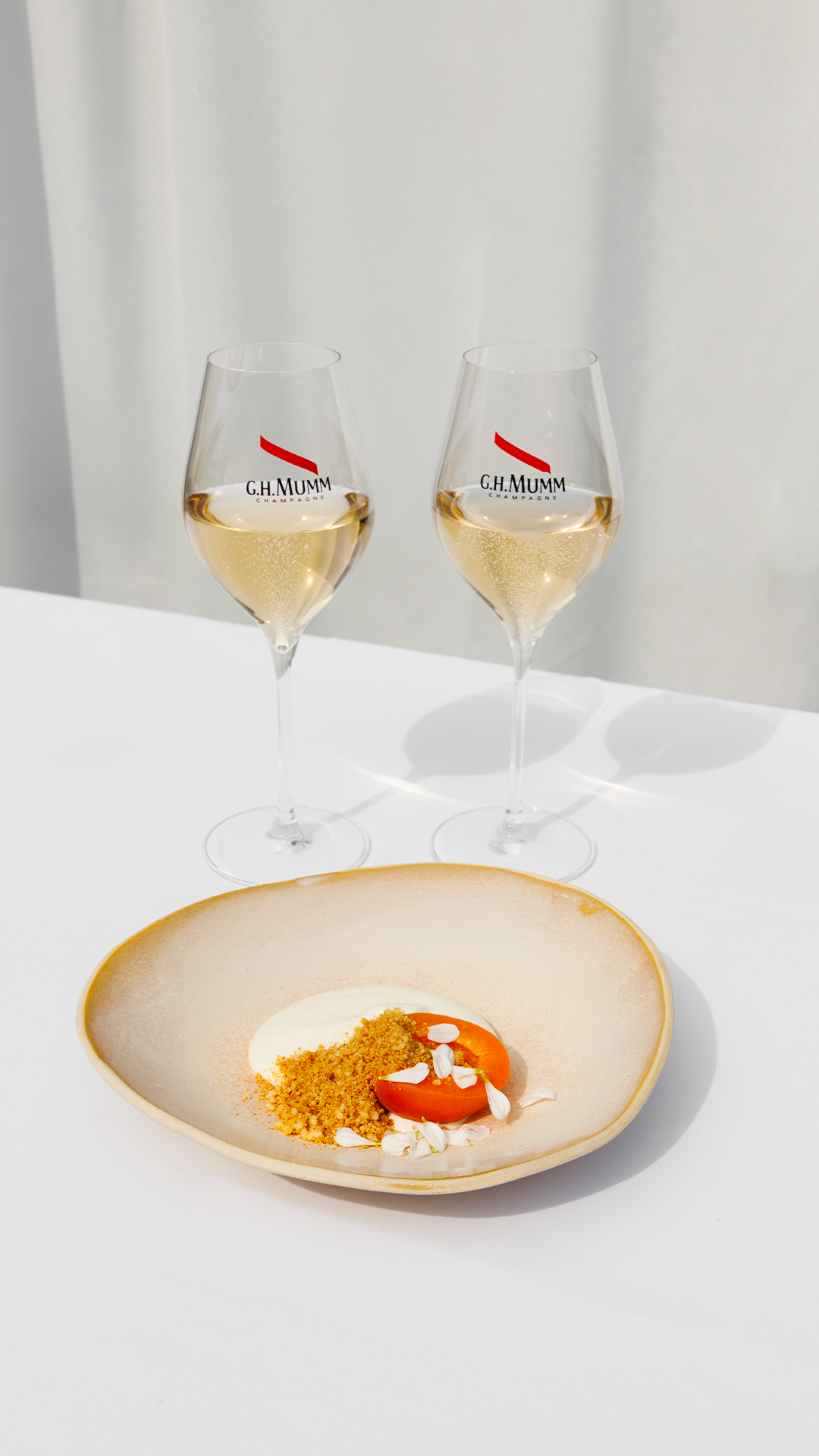 Apricots in rooibos syrup, crispy biltong & light fermented milk mousse - winter