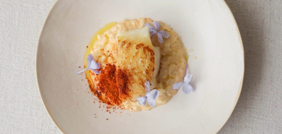 100% 11 C6 Roasted cod, salted milk rice with butternut squash & bacon crumble - Cordon Rouge