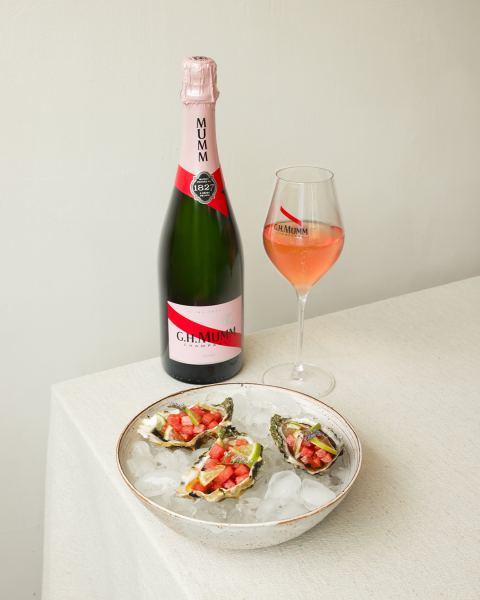 Fresh oysters, watermelon-lime mignonette