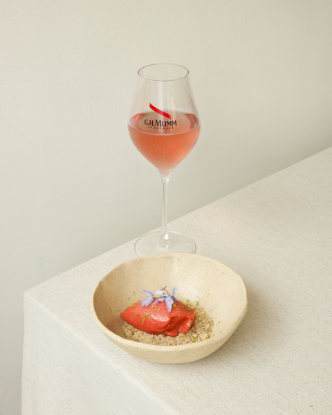 Sorbet fraise-basilic & crumble au citron vert