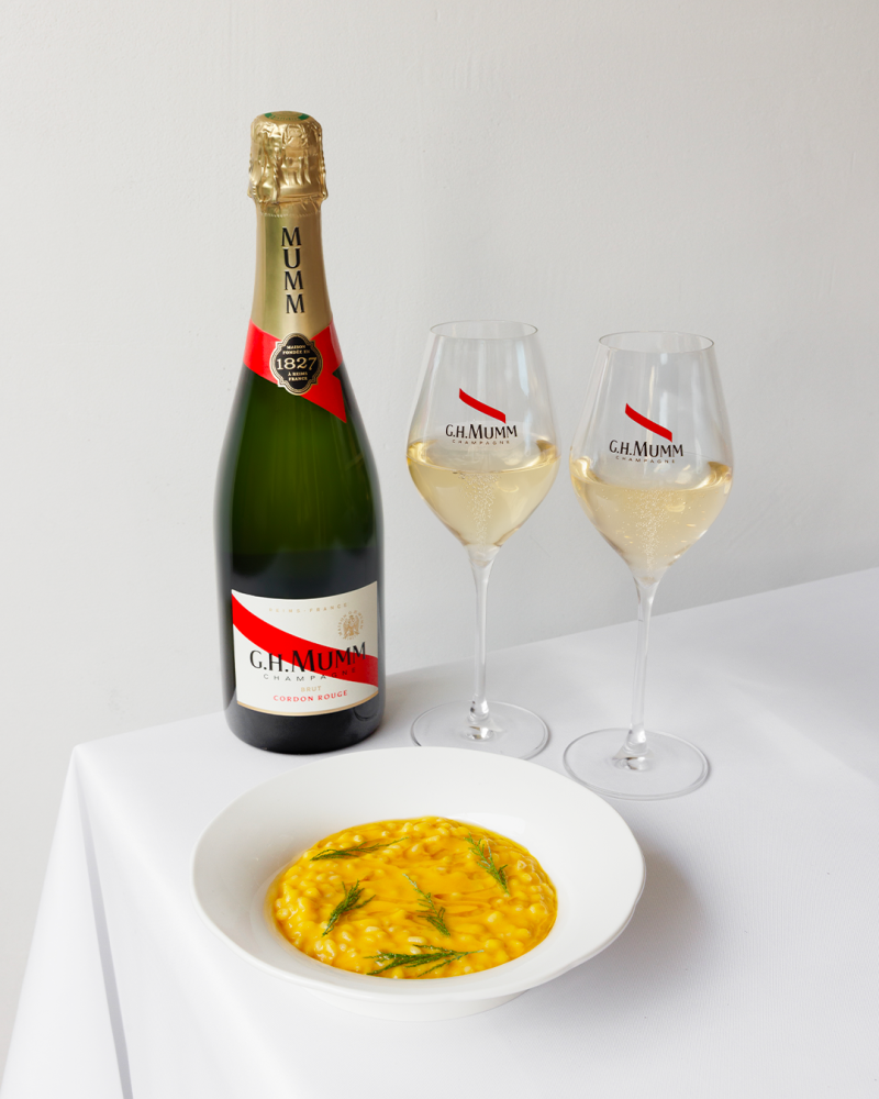 Petit épeautre crémeux aux châtaignes, beurre noisette, ciboulette