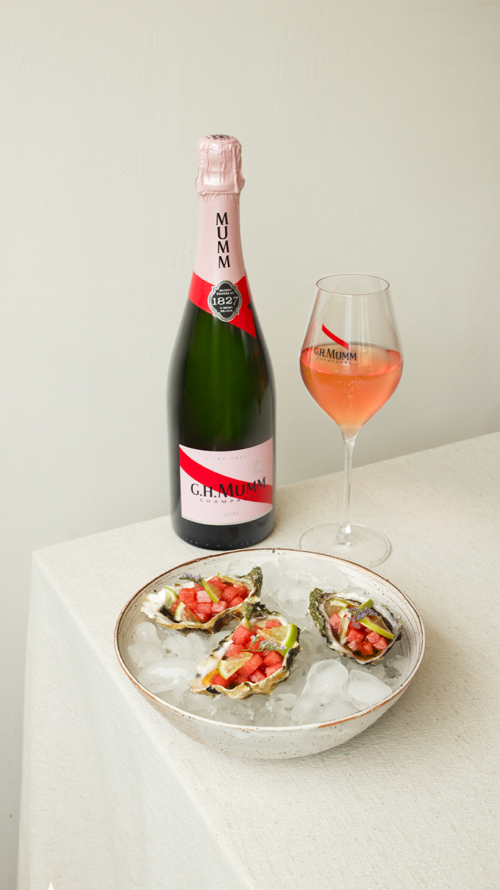 Fresh oysters, watermelon-lime mignonette & thyme olive oil