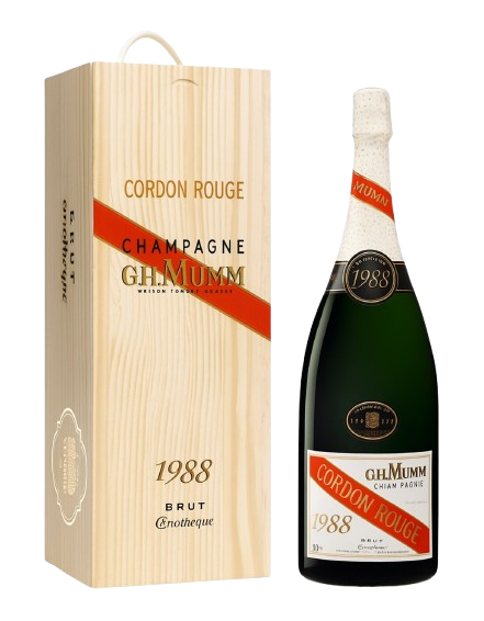 Packshot oenothèque 1988 - Mumm Cordon Rouge millésime vintage champagne - fond transparent